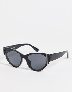 Черные солнцезащитные очки «кошачий глаз» с рифленым краем NA-KD-Черный цвет