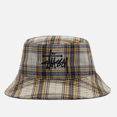 Панама Stussy Madras Plaid Big Logo, цвет жёлтый, размер S-M