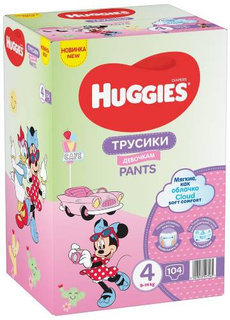 Подгузники-трусики Huggies Disney Box, девочкам, размер 4, 9-14 кг, 104 шт (9401718)
