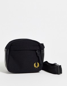 Черная сумка через плечо из пике с логотипом Fred Perry-Черный цвет