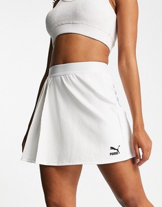 Белая теннисная юбка асимметричного кроя Puma Classics-Белый