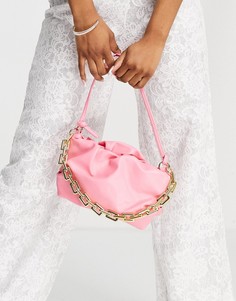 Розовая сумка на плечо с ручкой в виде массивной цепочки Ego-Розовый цвет