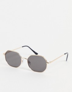 Шестиугольные солнцезащитные очки узкой формы Madein.-Золотистый