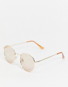Круглые солнцезащитные очки в тонкой оправе Madein.-Золотистый