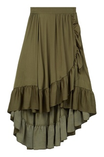 Асимметричная юбка цвета хаки Maje