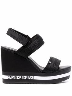 Calvin Klein Jeans logo-print wedge sandals