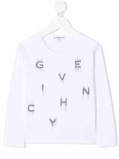 Givenchy Kids футболка с логотипом и кристаллами