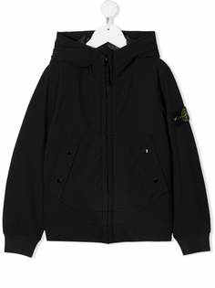 Stone Island Junior пуховик с капюшоном и нашивкой-логотипом