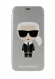 Чехол для iPhone Karl Lagerfeld XR, PU Leather Iconic Karl Booktype Silver