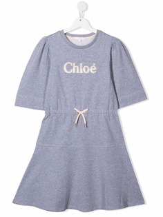 Chloé Kids платье с нашивкой-логотипом