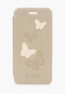 Чехол для iPhone Guess 7 Plus / 8 Plus, Studs&Sparkles Booktype PU/Butterflies Beige