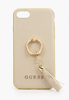 Чехол для iPhone Guess 8 / SE 2020, Saffiano PU + Ring Beige