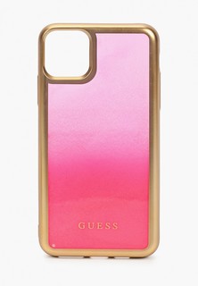 Чехол для iPhone Guess 11 Pro Max, Liquid glitter Glow in dark sand Gold/Pink