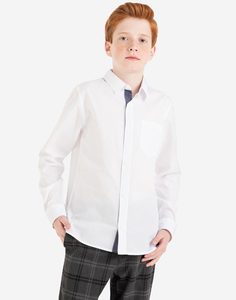 Белая рубашка с длинным рукавом и карманом для мальчика Gloria Jeans