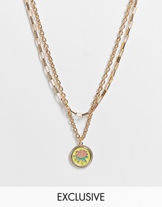 Золотистое ярусное ожерелье с подвеской с цветком Reclaimed Vintage Inspired-Золотистый