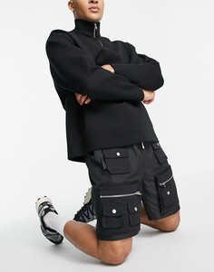 Черные шорты карго с объемными 3D-карманами Mennace-Черный цвет