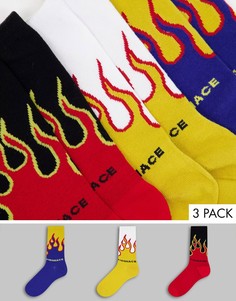 Набор из 3 пар носков с разноцветным принтом с огнем Mennace-Multi