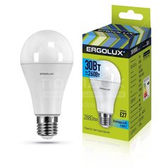 Лампа светодиодная Ergolux LED-A70-30W-E27-4K, 30 Вт, E27, холодный белый свет