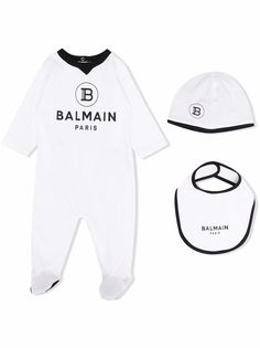 Balmain Kids комплект из комбинезона, шапки и нагрудника