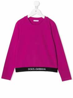 Dolce & Gabbana Kids топ с длинными рукавами и логотипом на поясе