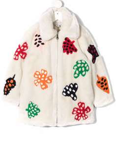 Stella McCartney Kids шуба из искусственного меха с вышивкой Spotty Leaves