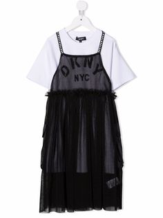 Dkny Kids платье-футболка со вставкой из тюля