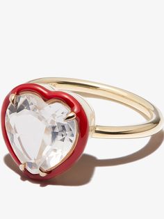 Alison Lou кольцо Heart из желтого золота с топазом