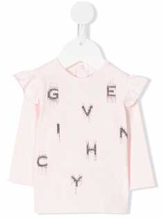 Givenchy Kids топ с оборками и логотипом