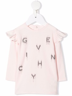 Givenchy Kids футболка с оборками и графичным принтом