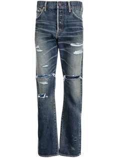 visvim укороченные джинсы с эффектом потертости