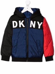 Dkny Kids куртка в стиле колор-блок с логотипом