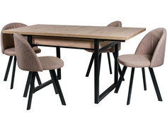 Обеденная группа стол и 4 стула (древпром) коричневый 200x76x75 см. Линоторг