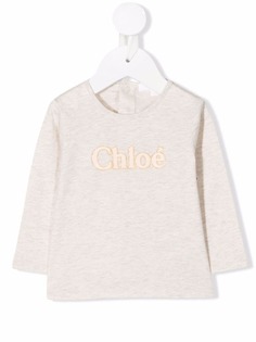 Chloé Kids футболка с логотипом и блестками