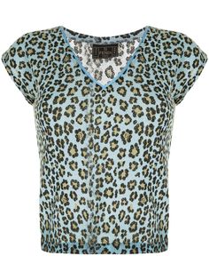 Fendi Pre-Owned футболка с V-образным вырезом и леопардовым принтом