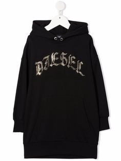 Diesel Kids платье с капюшоном и логотипом