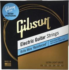 SEG-BWR9 BRITE WIRE REINFORCED ELECTIC GUITAR STRINGS, ULTRA LIGHT GAUGE Gibson