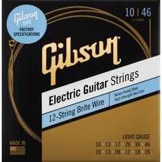 Brite Wire Electric Guitar Strings, 12-String Light Gauge Gibson