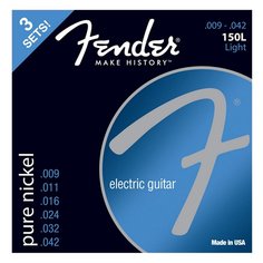 Original 150 Guitar Strings Pure Nickel Wound, Ball End, 150L .009-.042, 3-Pack Fender
