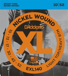 D&#039;ADDARIO EXL140 NICKEL WOUND LIGHT TOP/HEAVY BOTTOM 10-52 D'addario