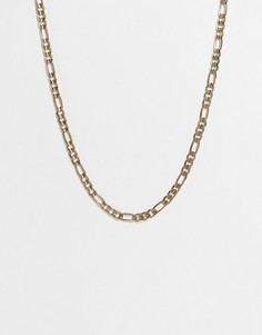 Золотистое фактурное ожерелье-цепочка плетения фигаро с массивными звеньями WFTW-Золотистый