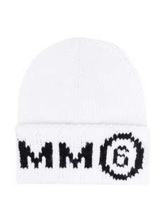 MM6 KIDS logo-print knitted beanie