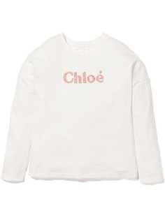 Chloé Kids футболка с вышитым логотипом