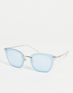 Голубые солнцезащитные очки «кошачий глаз» Emporio Armani-Серебристый