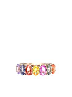 Pragnell кольцо Rainbow Fancy из розового золота с сапфирами