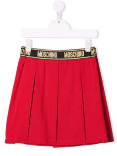 Moschino Kids юбка со складками и логотипом