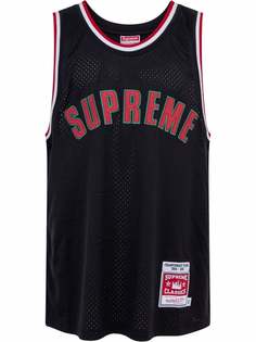 Supreme баскетбольная майка с логотипом из коллаборации с Mitchell & Ness