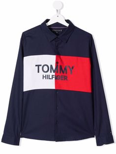 Tommy Hilfiger Junior рубашка с длинными рукавами и логотипом