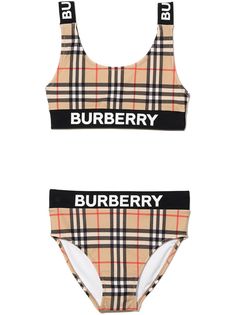 Burberry Kids бикини в клетку Vintage Check с логотипом