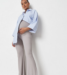 Серые брюки клеш в рубчик Missguided Maternity-Серый