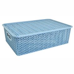 Коробка для хранения прямоугольная с крышкой, 7.5 л, Violet 532136 Вязь голубая, 35х23.7х10.5 см